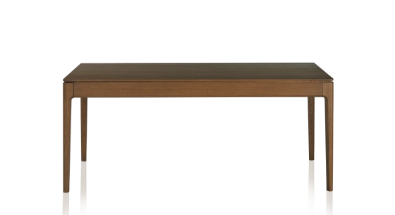 Table salle à manger en chêne 6 personnes teinte noyer plateau bois 140x100 cm