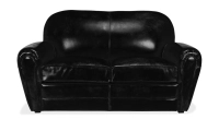 Canapé club cuir 2 places noir accoudoirs passepoil Canapé club cuir 2 places noir accoudoirs passepoil