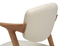 Chaise scandinave bois teinte naturelle assise tissu blanc cassé Chaise scandinave bois teinte naturelle assise tissu blanc cassé