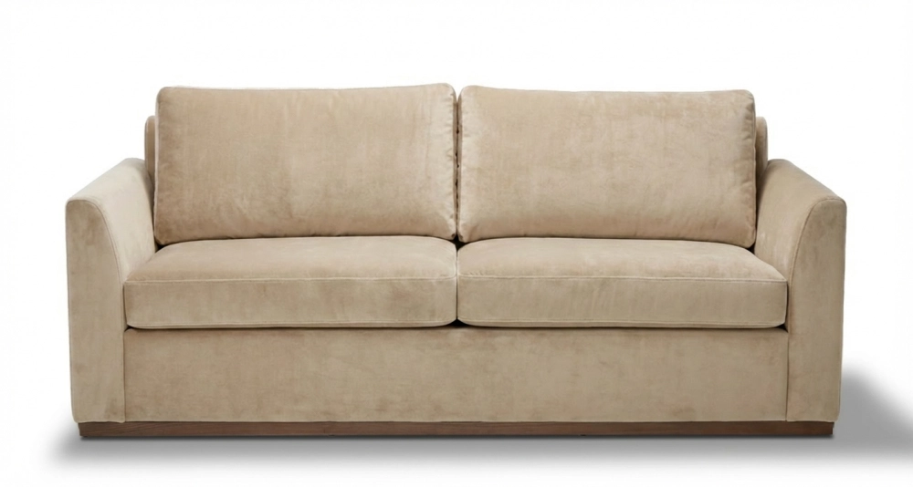 Canapé convertible 3 places tissu velours taupe clair