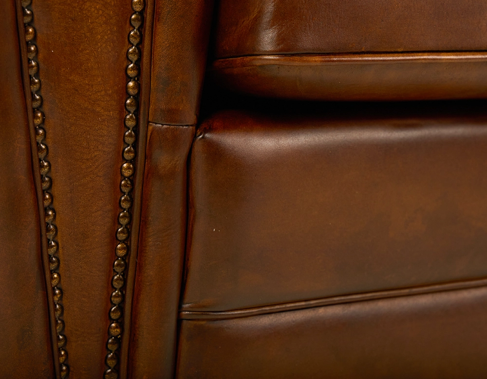 3 seater leather club sofa vintage brown studded armrests 3 seater leather club sofa vintage brown studded armrests