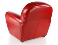 Leather club armchair red studded armrests Leather club armchair red studded armrests
