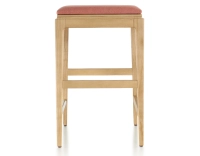 Tabouret de bar design H60 cm bois teinte naturelle assise tissu rose corail Tabouret de bar design H60 cm bois teinte naturelle assise tissu rose corail