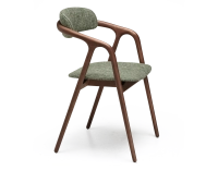 Scandinavian chair walnut wood with a beige mottled green fabric seat. Scandinavian chair walnut wood with a beige mottled green fabric seat.