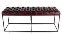 Banc Chesterfield cuir rouge carmin Banc Chesterfield cuir rouge carmin