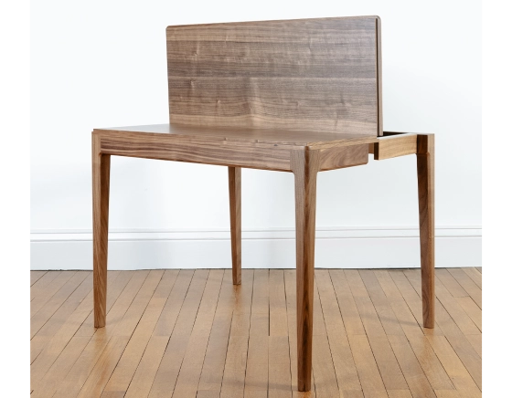 Folding walnut console table natural tint 100x40 cm