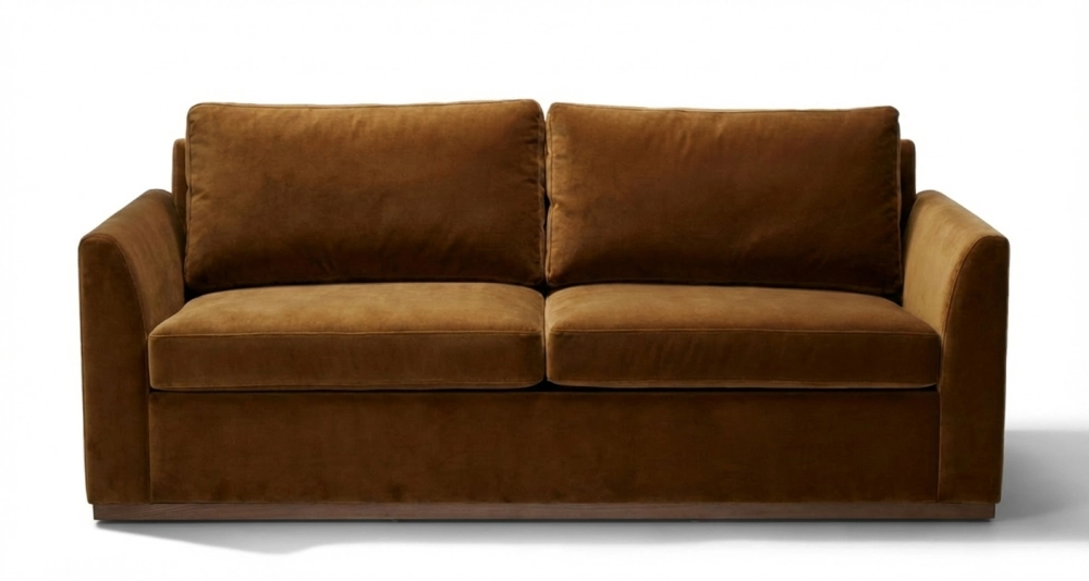 Canapé design 3 places tissu velours bronze