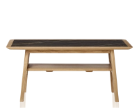 Table basse rectangulaire en chêne et céramique avec bois teinte naturelle plateau céramique effet marbre noir 100x50 cm Table basse rectangulaire en chêne et céramique avec bois teinte naturelle plateau céramique effet marbre noir 100x50 cm