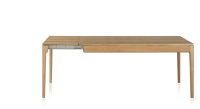 Mesa extensible de roble de 8 a 12 comensales con tablero y extensiones de madera en tinte natural 160x100 cm