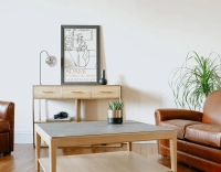 Console design frêne teinte naturelle et métal patine laiton Console design frêne teinte naturelle et métal patine laiton