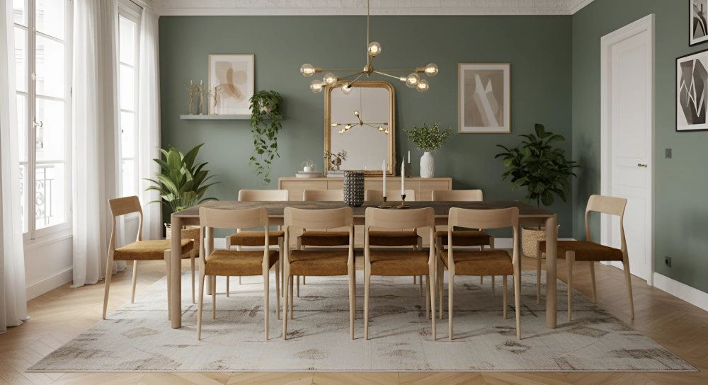 Table extensible 8 à 12 personnes en chêne et céramique allonges céramique bois teinte naturelle et céramique brun oxydé 180x100 cm