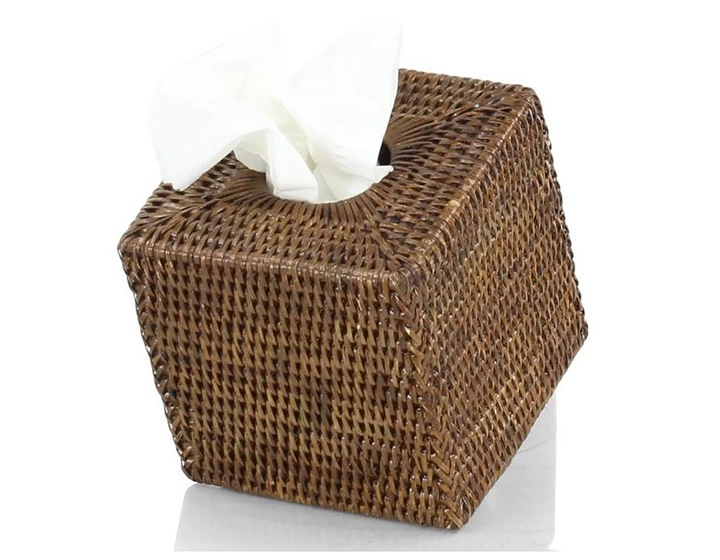 Boîte a mouchoirs carré en rotin brun Boîte a mouchoirs carré en rotin brun