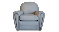 Leather club armchair dark brown studded armrests