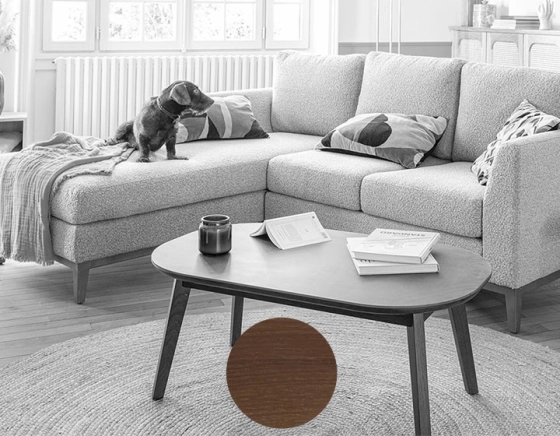 Oval coffee table in oak dark brown tint 100x60 cm
