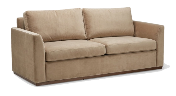 Canapé design 3 places tissu velours taupe clair