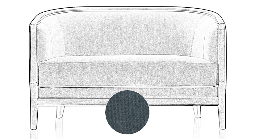 Canapé ancien 2 places bois teinte merisier et tissu bleu jean Canapé ancien 2 places bois teinte merisier et tissu bleu jean