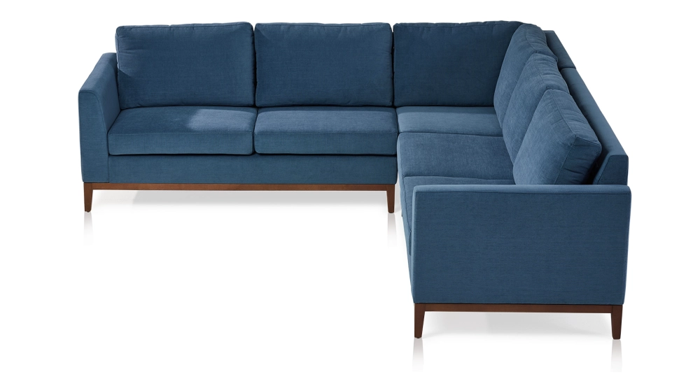 Canapé d'angle 6/7 places avec angle gauche plus long tissu bleu jean (3G - A - 2,5D) Canapé d'angle 6/7 places avec angle gauche plus long tissu bleu jean (3G - A - 2,5D)