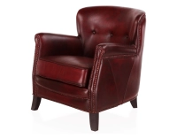 Fauteuil club cuir rouge carmin accoudoirs cloutés Fauteuil club cuir rouge carmin accoudoirs cloutés
