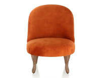 Fauteuil crapaud sans accoudoirs pieds bois teinte noyer et tissu velours terracotta Fauteuil crapaud sans accoudoirs pieds bois teinte noyer et tissu velours terracotta