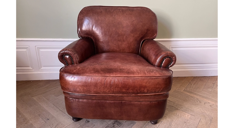 Fauteuil club cuir marron vintage Fauteuil club cuir marron vintage