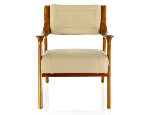 Fauteuil scandinave cuir beige