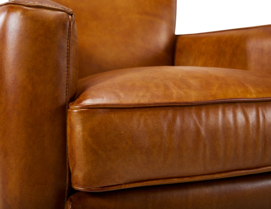 Fauteuil club cuir cognac