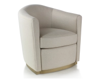 Club armchair fabric beige chevron fabric, brass-effect wooden base Club armchair fabric beige chevron fabric, brass-effect wooden base