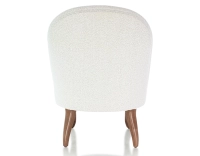 Fauteuil crapaud sans accoudoirs pieds bois teinte noyer et tissu bouclé blanc Fauteuil crapaud sans accoudoirs pieds bois teinte noyer et tissu bouclé blanc