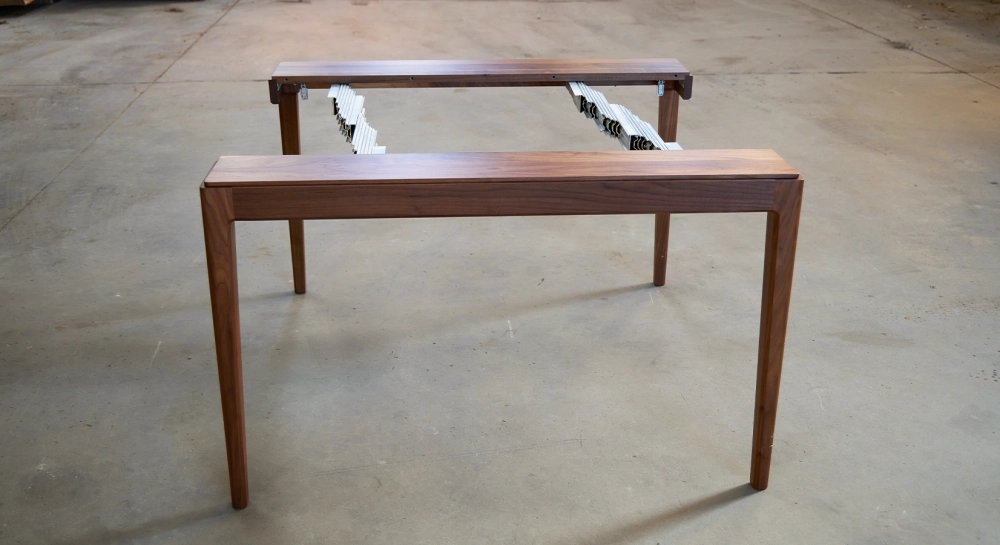 Console extensible en noyer avec 2 allonges teinte naturelle 120x40 cm Console extensible en noyer avec 2 allonges teinte naturelle 120x40 cm