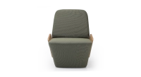 Fauteuil design sans accoudoirs chêne teinte naturelle assise tissu vert Fauteuil design sans accoudoirs chêne teinte naturelle assise tissu vert