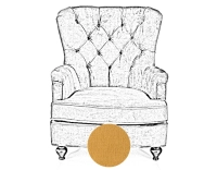 Fauteuil Chesterfield tissu jaune haut dossier Fauteuil Chesterfield tissu jaune haut dossier
