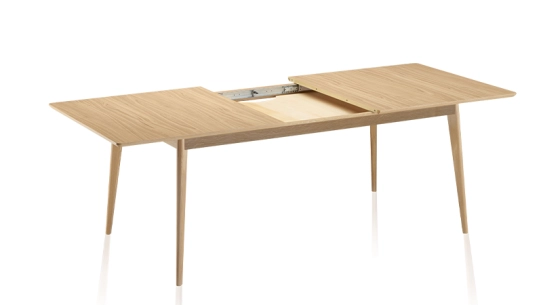Table extensible en chêne 6 à 12 personnes avec plateau et allonges bois teinte naturelle 140x100 cm