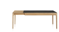 Table extensible 8 à 12 personnes en chêne et céramique allonges bois avec bois teinte naturelle et plateau céramique effet marbre noir 160x100 cm Table extensible 8 à 12 personnes en chêne et céramique allonges bois avec bois teinte naturelle et plateau céramique effet marbre noir 160x100 cm
