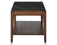 Table basse rectangulaire en chêne et céramique avec tablette en bois teinte marron foncé plateau céramique effet marbre noir 100x50 cm Table basse rectangulaire en chêne et céramique avec tablette en bois teinte marron foncé plateau céramique effet marbre noir 100x50 cm