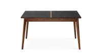 Table salle à manger en noyer et céramique avec bois teinte naturelle et plateau céramique effet ardoise 140x100 cm