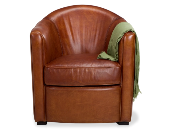 Fauteuil club cuir marron clair