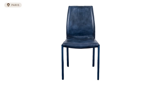 Chaise vintage cuir bleu marine