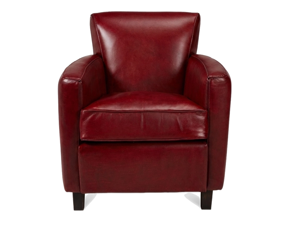 Fauteuil club cuir rouge carmin
