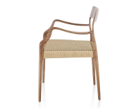Chaise scandinave avec accoudoirs bois teinte noyer assise corde Chaise scandinave avec accoudoirs bois teinte noyer assise corde