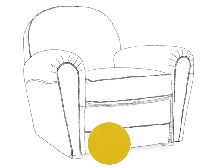 Fauteuil club cuir jaune accoudoirs passepoil Fauteuil club cuir jaune accoudoirs passepoil