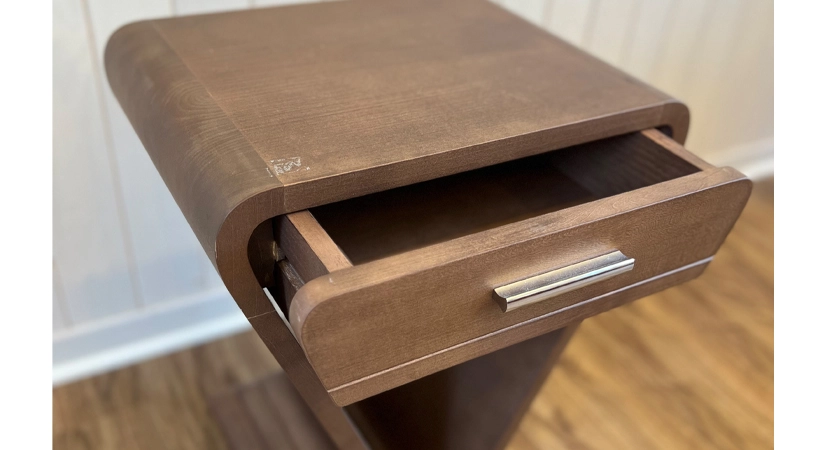 Art Deco console with double drawers walnut stained wood Art Deco console with double drawers walnut stained wood