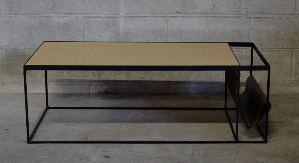 Table basse industrielle chêne naturel