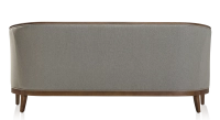 Canapé ancien 3 places bois teinte noyer et tissu gris clair Canapé ancien 3 places bois teinte noyer et tissu gris clair