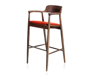 Bar stool h80 cm wood stained dark brown seat burnt orange fabric Bar stool h80 cm wood stained dark brown seat burnt orange fabric