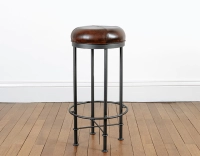 Tabouret de bar vintage cuir marron soutenu Tabouret de bar vintage cuir marron soutenu