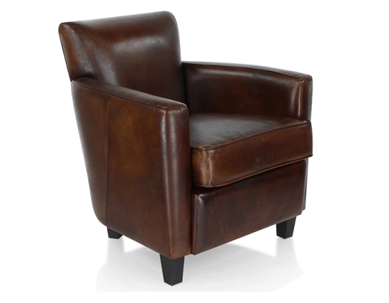 Leather club armchair dark brown