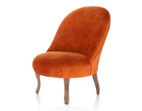 Fauteuil crapaud sans accoudoirs pieds bois teinte noyer et tissu velours terracotta Fauteuil crapaud sans accoudoirs pieds bois teinte noyer et tissu velours terracotta