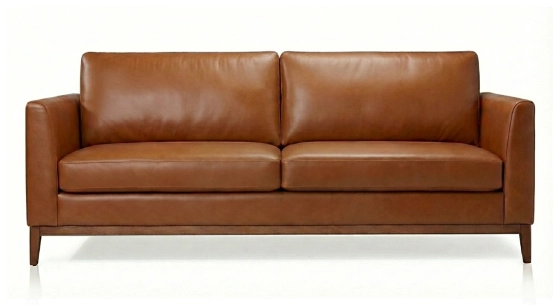 Canapé design 3 places cuir châtain