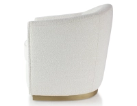 Club armchair fabric white bouclé fabric, brass-effect wooden base Club armchair fabric white bouclé fabric, brass-effect wooden base