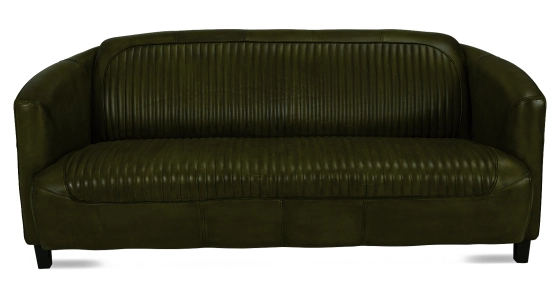 3 seater leather club sofa olive green